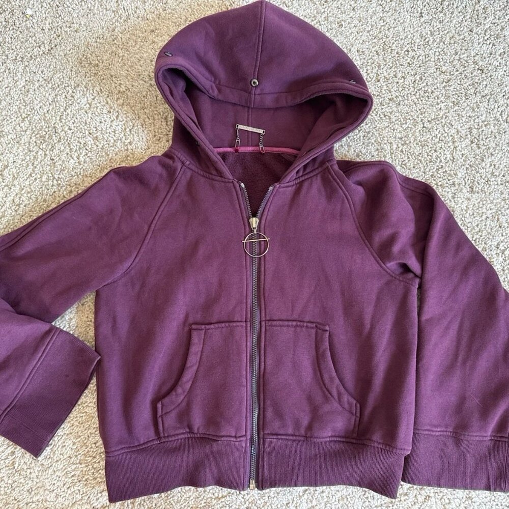 Bagatelle City Cropped Zip Hoodie Purple Women’s Size L | Chain Detail